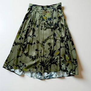 Bellerose Green Pleated A-Line Midi Skirt Casual